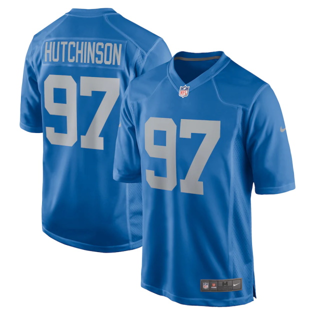 mens nike aidan hutchinson blue detroit lions 2022 nfl draft first round pick alternate game jersey